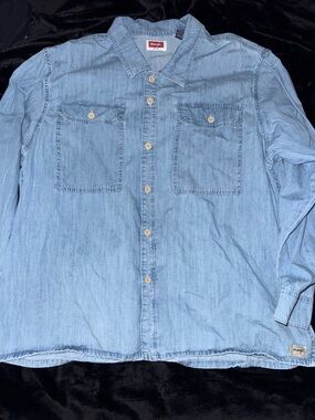 Wrangler Light Blue Denim Button-Front Shirt